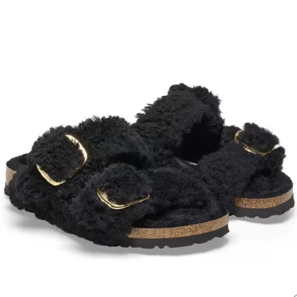 NWT Birkenstock Arizona Big Buckle Shearling Sandals Size 37